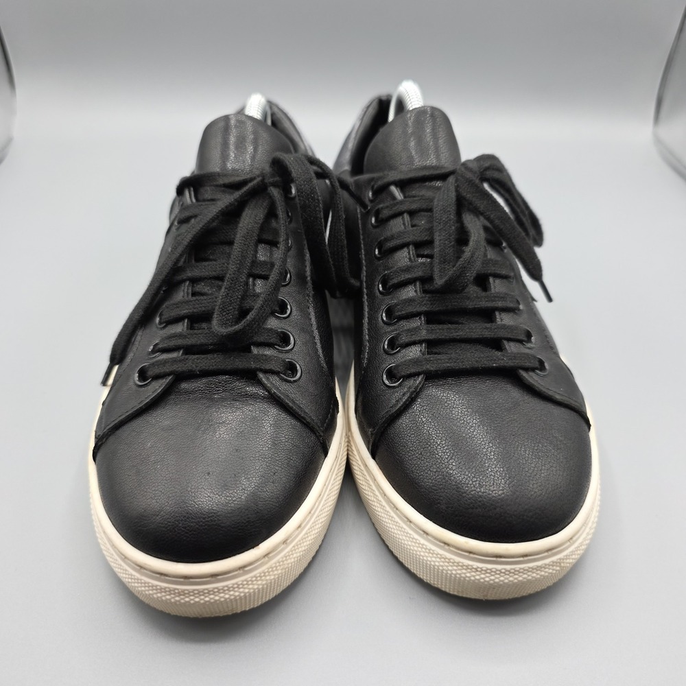 giopiu Sneakers Womens 37 Black Leather Star Low Top Lace Up Designer Shoes - Picture 3 of 16
